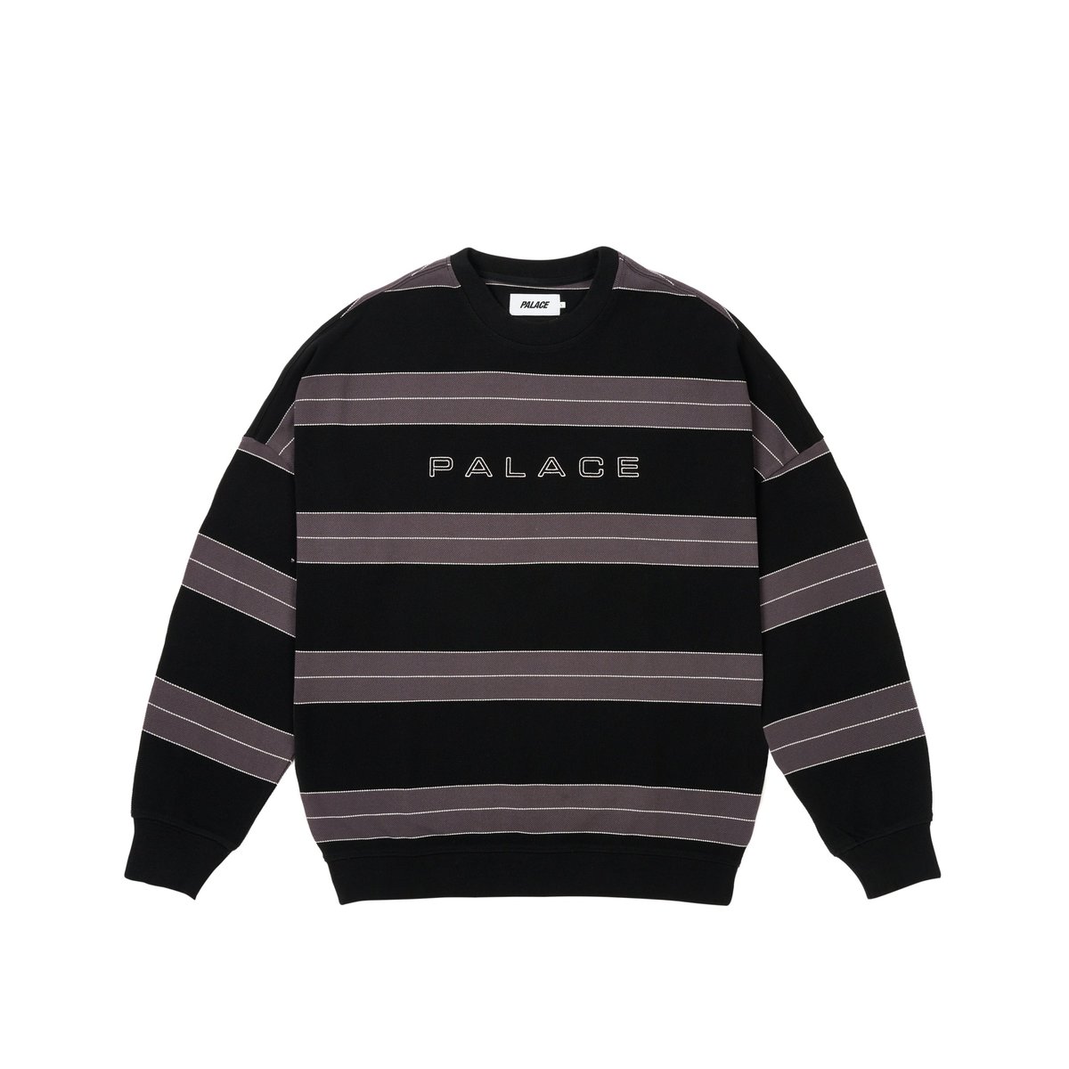 Palace RELAX STRIPE CREW BLACK (Autumn 2024) - $148.00