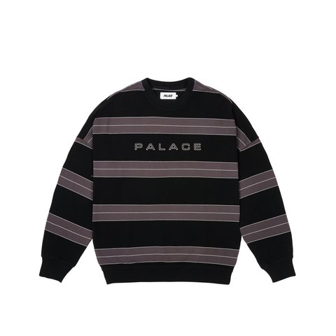 Palace RELAX STRIPE CREW BLACK - $148.00