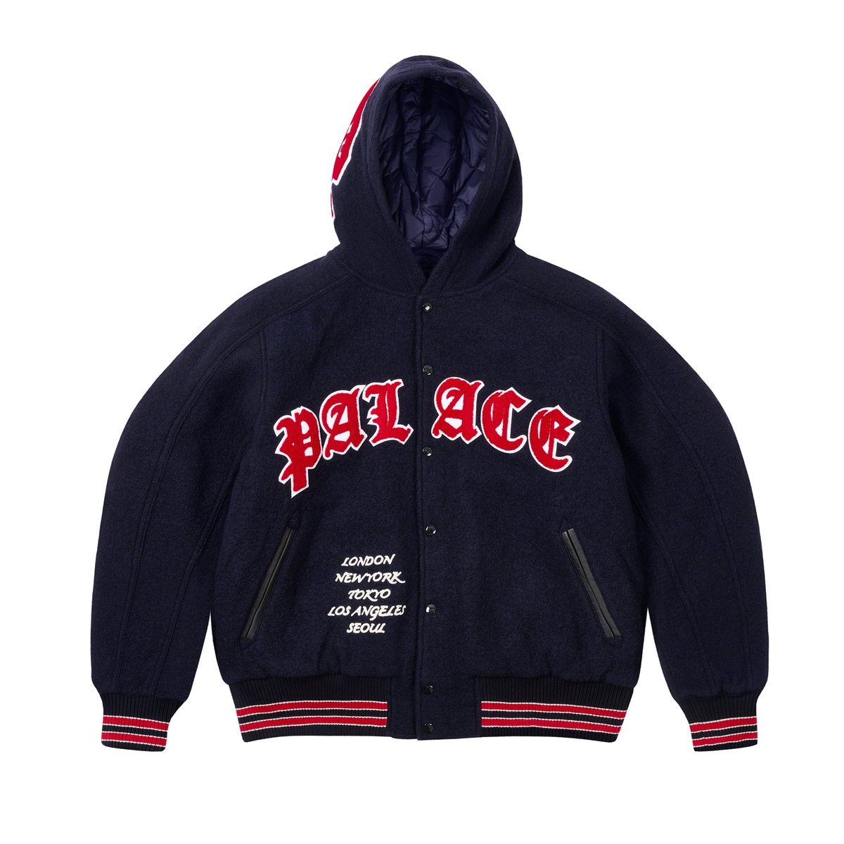 Palace HOODED VARSITY JACKET NAVY (Autumn 2024) - $448.00