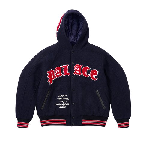 Palace HOODED VARSITY JACKET NAVY - $448.00