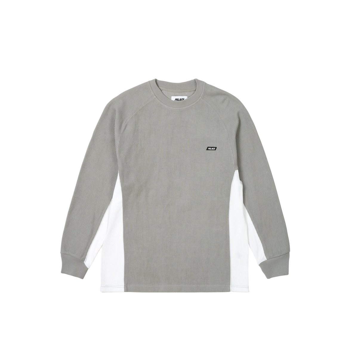 Palace RIB JERSEY LONGSLEEVE CONCRETE GREY / WHITE (Autumn 2024) - $118.00