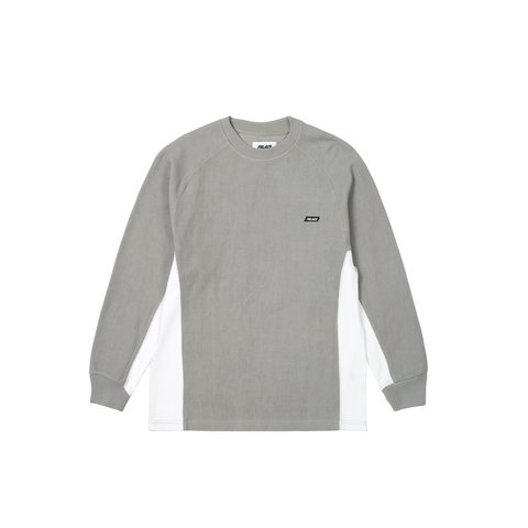 Palace RIB JERSEY LONGSLEEVE CONCRETE GREY / WHITE - $118.00