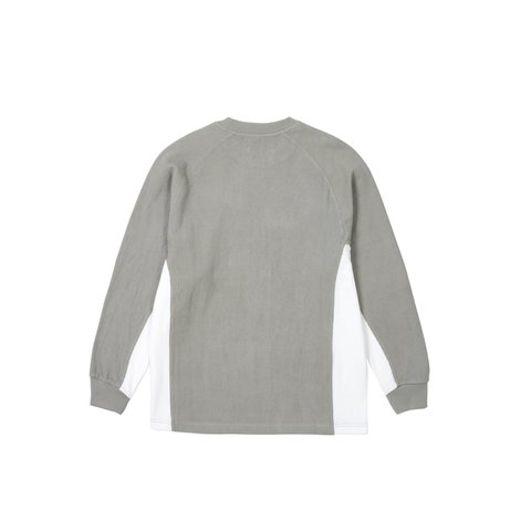 Palace RIB JERSEY LONGSLEEVE CONCRETE GREY / WHITE - Colorway