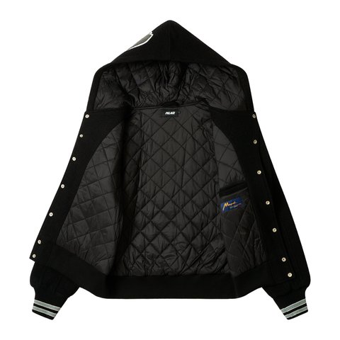 Palace HOODED VARSITY JACKET BLACK - Colorway