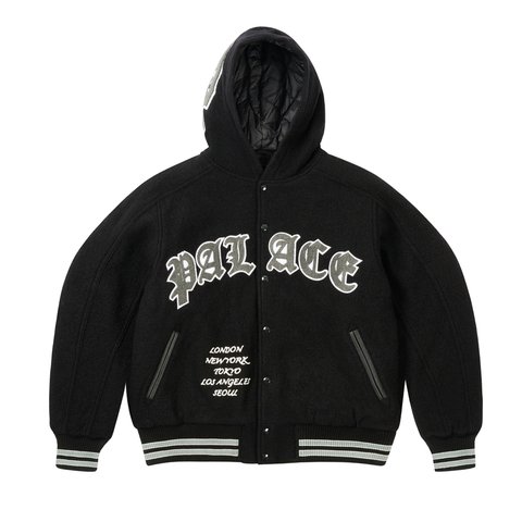 Palace HOODED VARSITY JACKET BLACK - Colorway