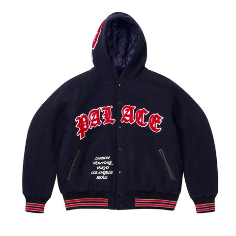 Palace HOODED VARSITY JACKET NAVY - Colorway