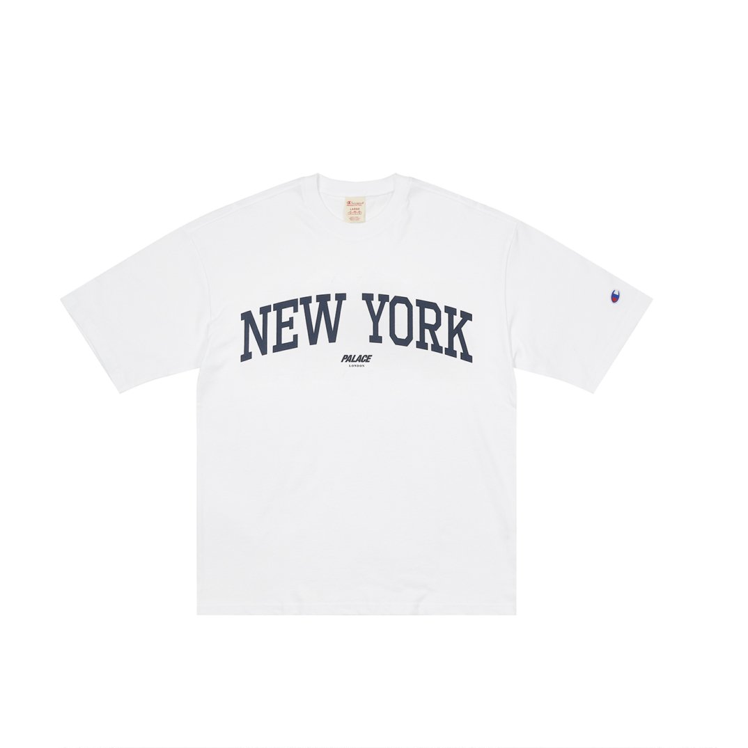 PALACE CHAMPION SHOP T-SHIRT NEW YORK WHITE
