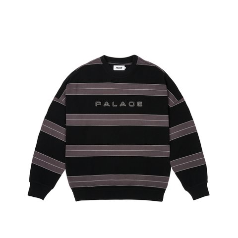 Palace RELAX STRIPE CREW BLACK - Colorway