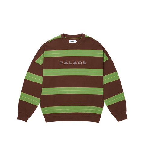 Palace RELAX STRIPE CREW CAKED BROWN - Colorway