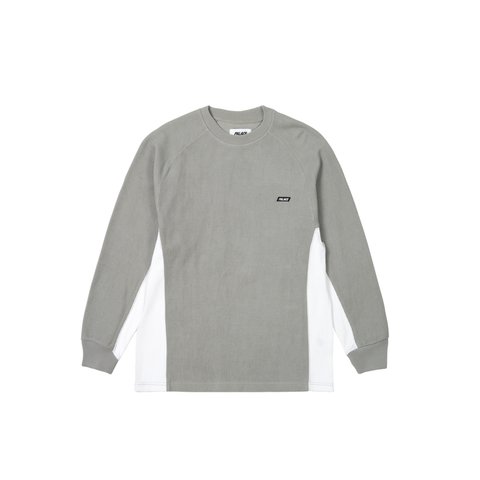 Palace RIB JERSEY LONGSLEEVE CONCRETE GREY / WHITE - Colorway