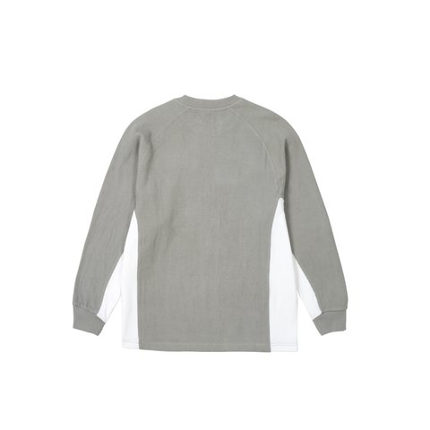 Palace RIB JERSEY LONGSLEEVE CONCRETE GREY / WHITE - Colorway
