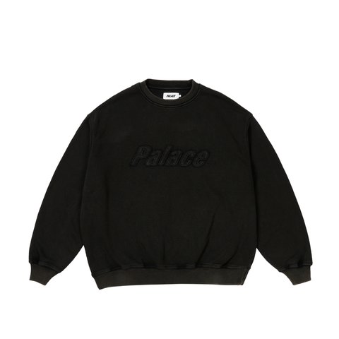 Palace TRIPLE STITCH CREW PIGMENT BLACK - Colorway