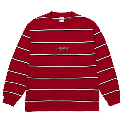 Palace PALACE DUO STRIPE LONGSLEEVE RACEY RED