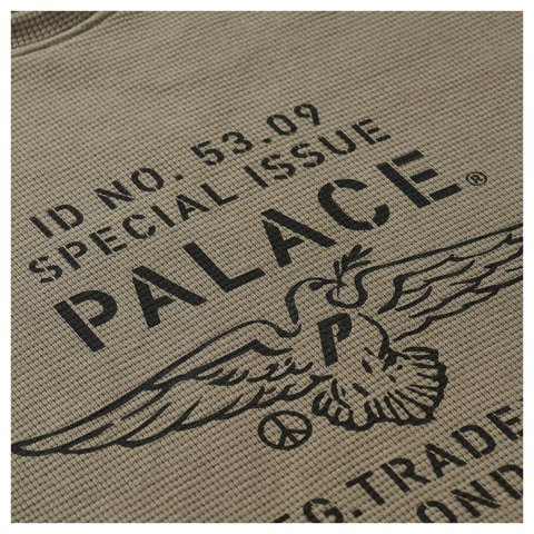 Palace DOVE STAMP WAFFLE LONGSLEEVE ARMY OLIVE - Style 5