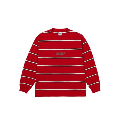 Palace PALACE DUO STRIPE LONGSLEEVE RACEY RED - Style 5