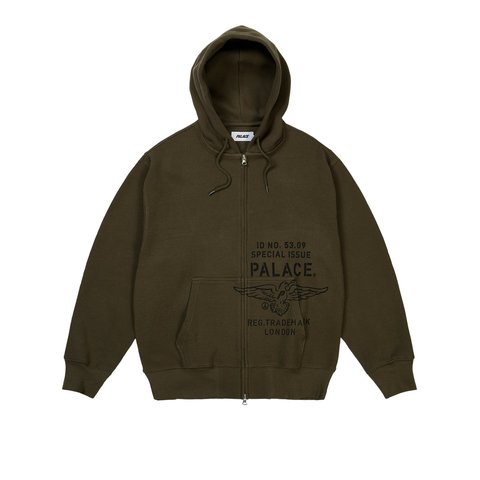 Palace DOVE STAMP WAFFLE ZIP HOOD ARMY OLIVE - Style 4