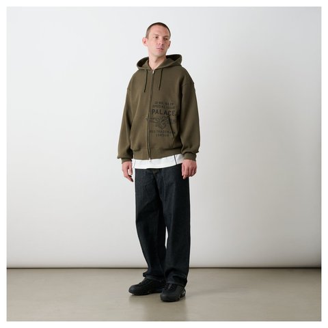 Palace DOVE STAMP WAFFLE ZIP HOOD ARMY OLIVE - Style 4