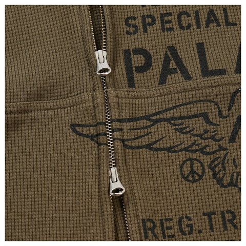 Palace DOVE STAMP WAFFLE ZIP HOOD ARMY OLIVE - Style 4