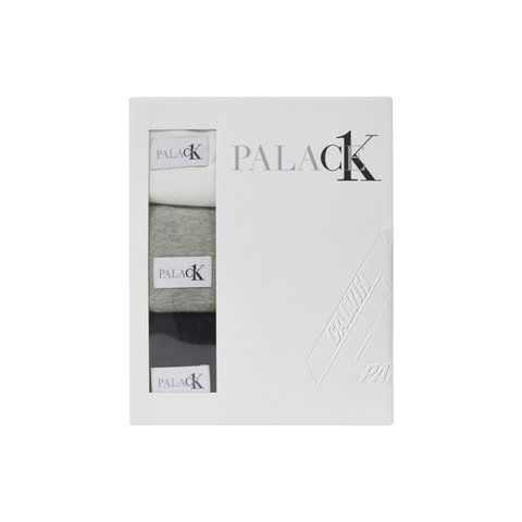 Palace CK1 PALACE SHORT SLEEVE CREW NECK TEE 3PK CLASSIC WHITE / LIGHT GREY HEATHER / BLACK - Colorway