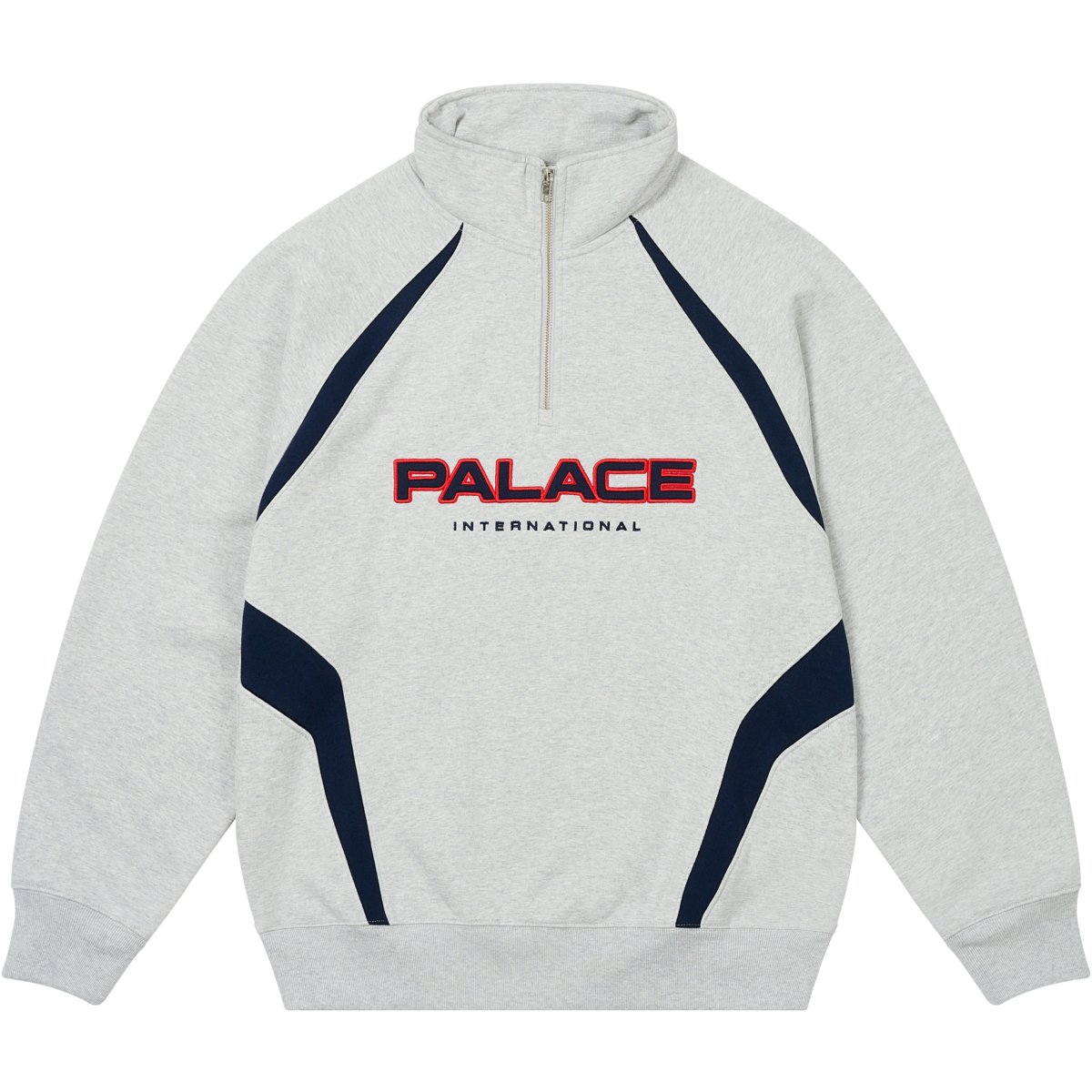 PALACE INTERNATIONAL 1/4 ZIP GREY MARL