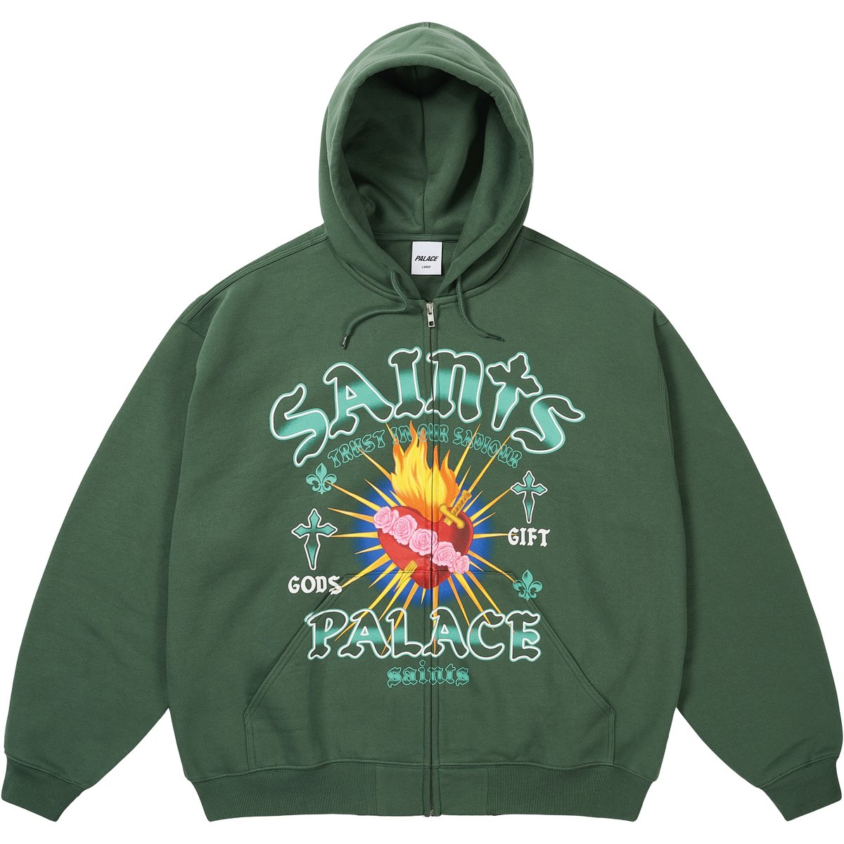 Palace GODS GIFT ZIP HOOD RACEY GREEN (Holiday 2025) - $178.00