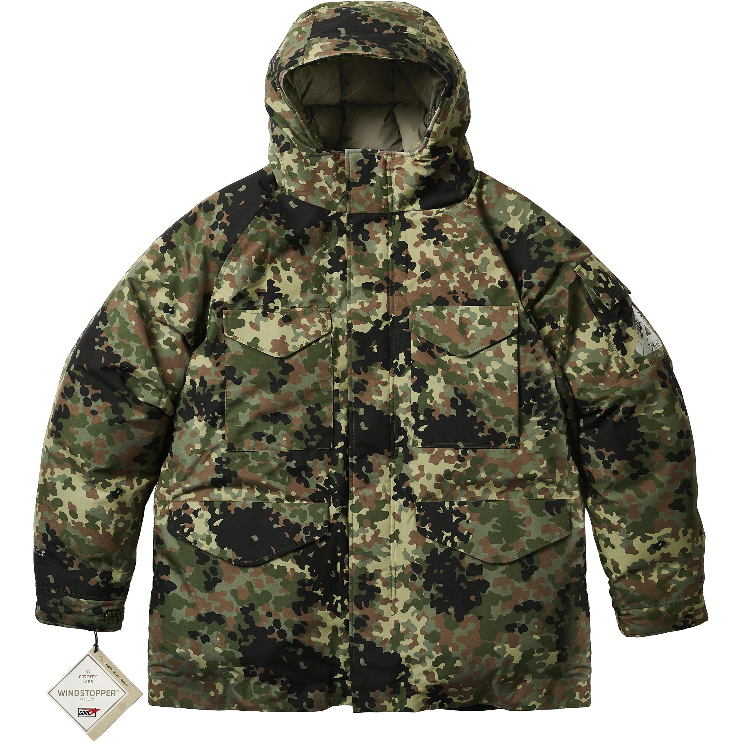 GORE-TEX WINDSTOPPER DOWN PARKA FLECKTARN CAMO
