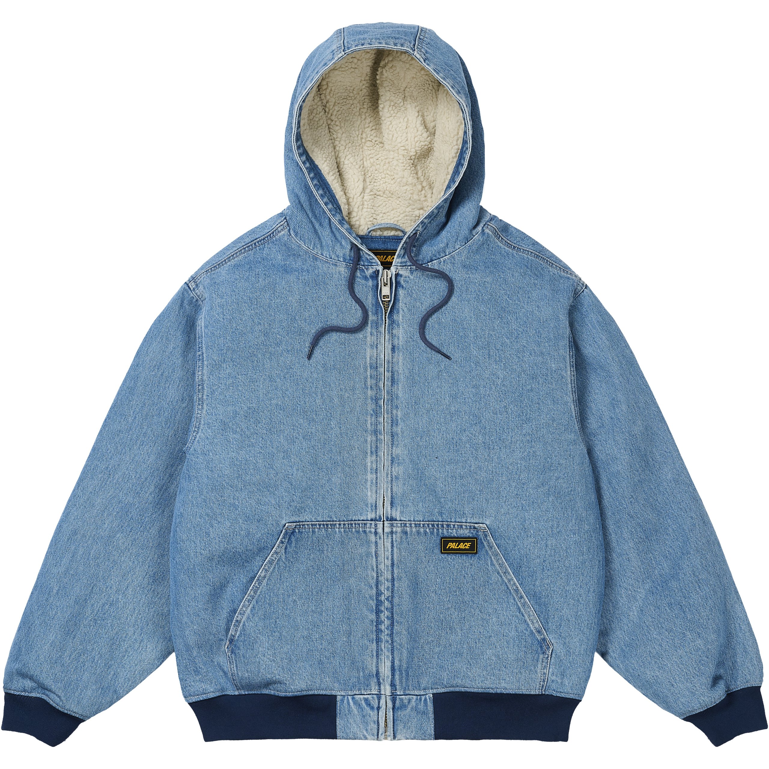 HOODED SHERP JACKET DISTRESSED LIGHT STONE WASH