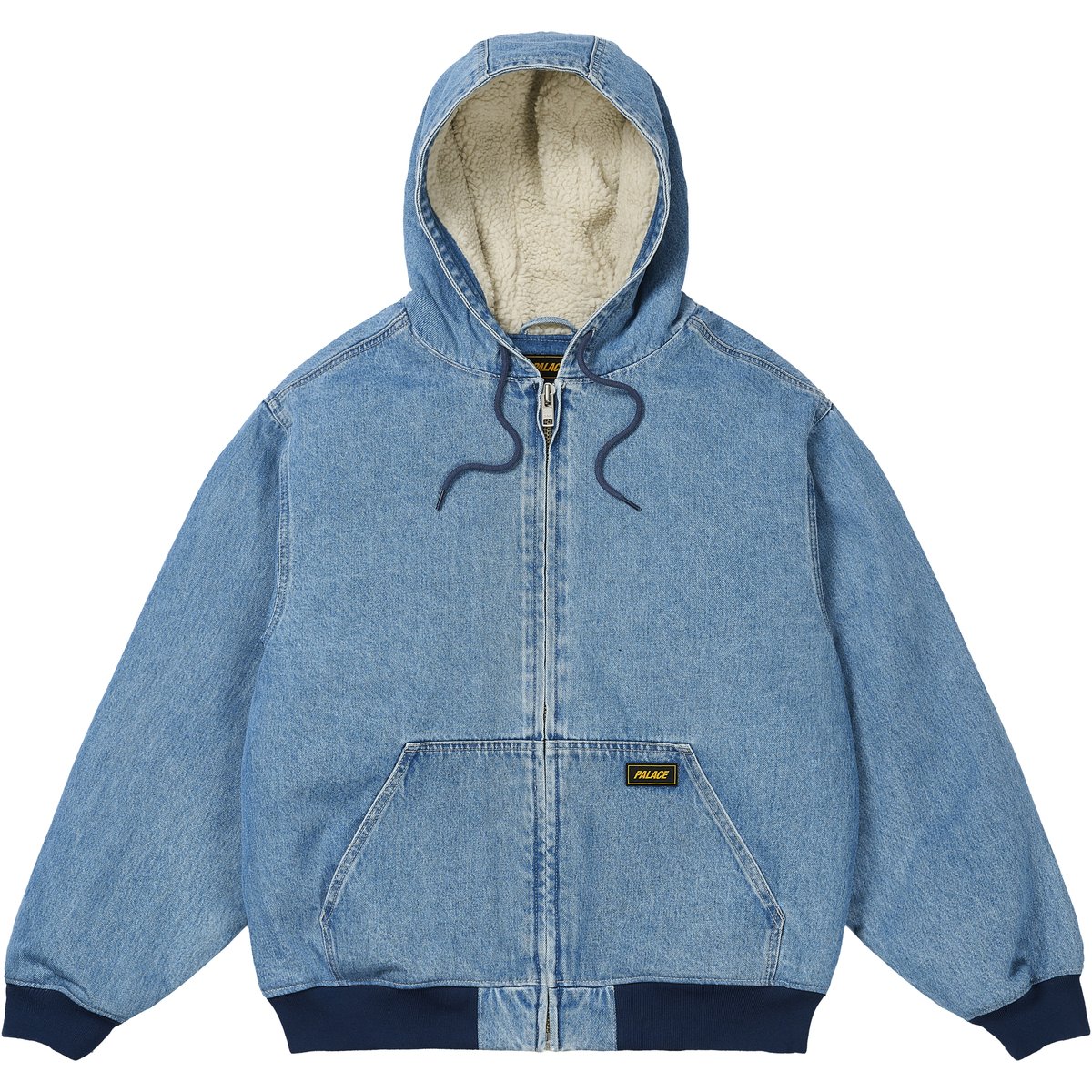 Palace HOODED SHERP JACKET DISTRESSED LIGHT STONE WASH (Holiday 2025) - $388.00