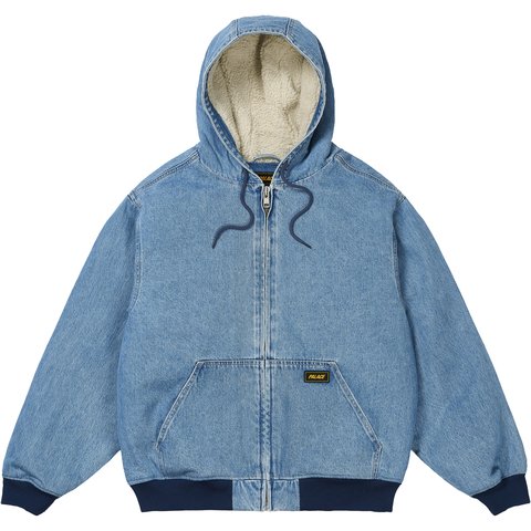 Palace HOODED SHERP JACKET DISTRESSED LIGHT STONE WASH - $388.00