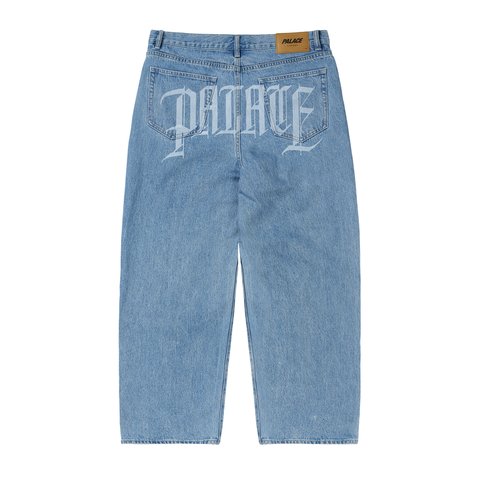 Palace P90 BAGGY SCRIPT JEAN DISTRESSED LIGHT STONE WASH - Colorway