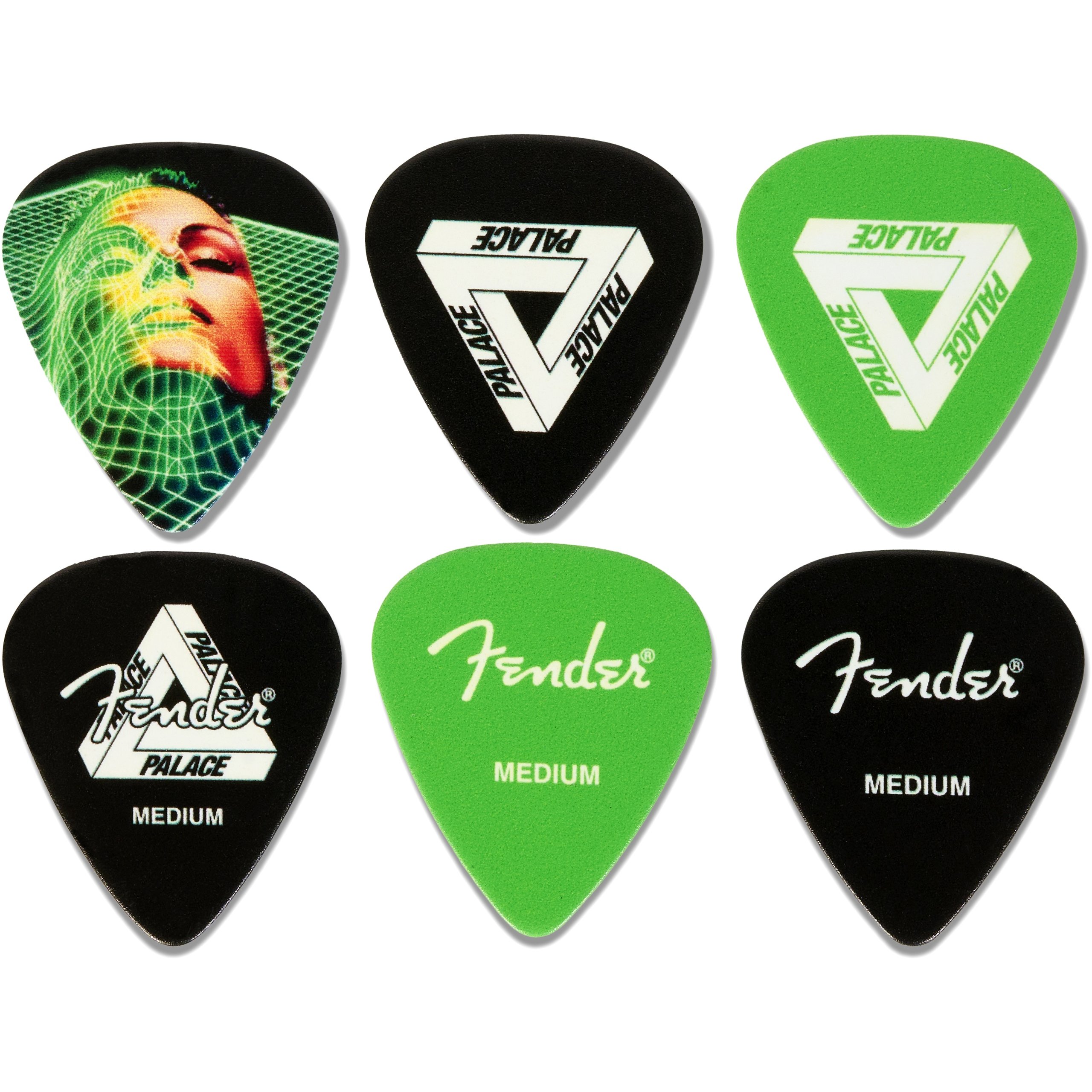 PALACE FENDER MEDIUM PICK 6 PACK GREEN