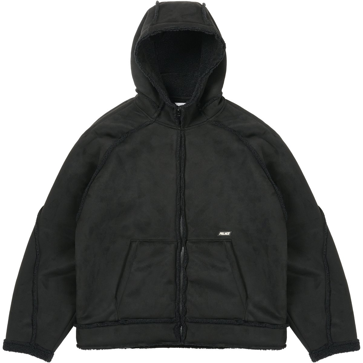 Palace SHERPA FAUX SUEDE HOODED JACKET BLACK (Holiday 2025)