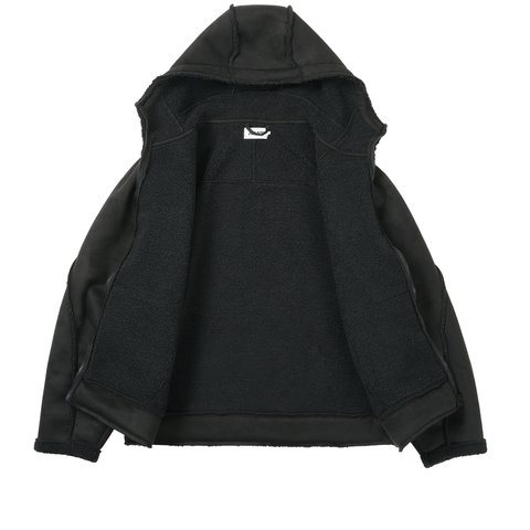 Palace SHERPA FAUX SUEDE HOODED JACKET BLACK - Colorway