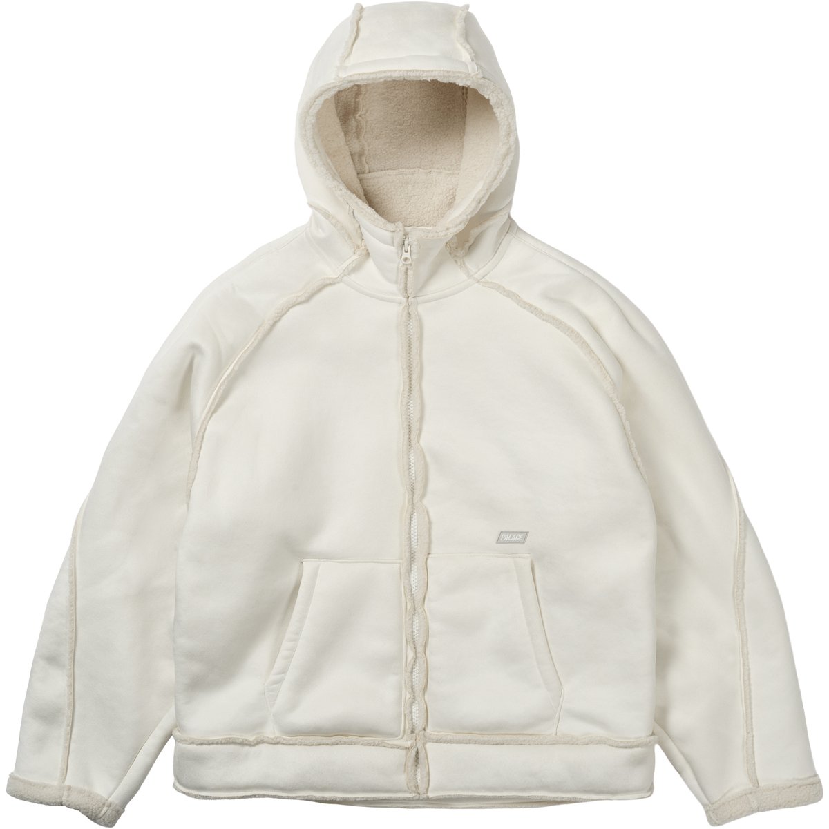 Palace SHERPA FAUX SUEDE HOODED JACKET WHITE (Holiday 2025)