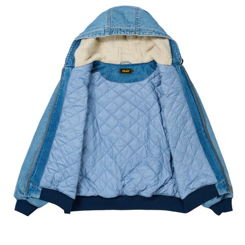 Palace HOODED SHERP JACKET DISTRESSED LIGHT STONE WASH - Colorway