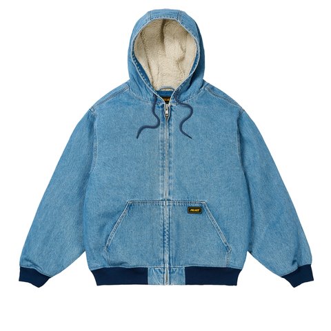 Palace HOODED SHERP JACKET DISTRESSED LIGHT STONE WASH - Colorway
