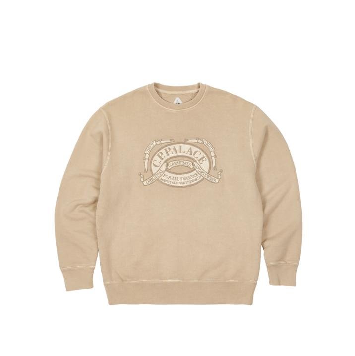 PALACE C.P. COMPANY CLASSIC OVER DYED CREW SWEAT STONE