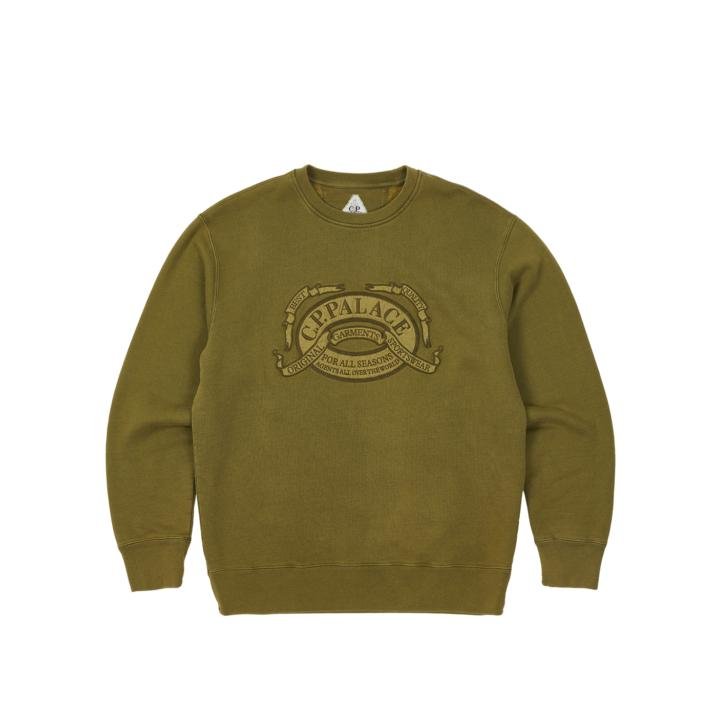 PALACE C.P. COMPANY CLASSIC OVER DYED CREW SWEAT OLIVE