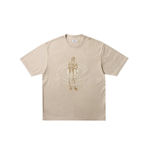 Palace PALACE C.P. COMPANY MERCERIZED JERSEY 30/2 TWISTED T-SHIRT STONE - Colorway