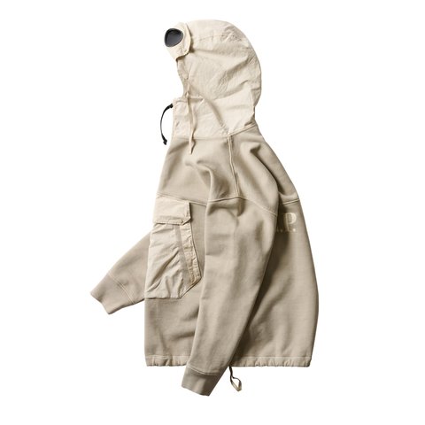 Palace PALACE C.P. COMPANY FLEECE OLD GOGGLE HOOD STONE - Colorway