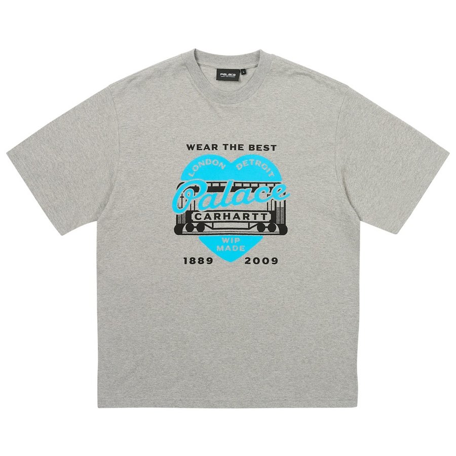 PALACE CARHARTT WIP HEART T-SHIRT HEATHER GREY