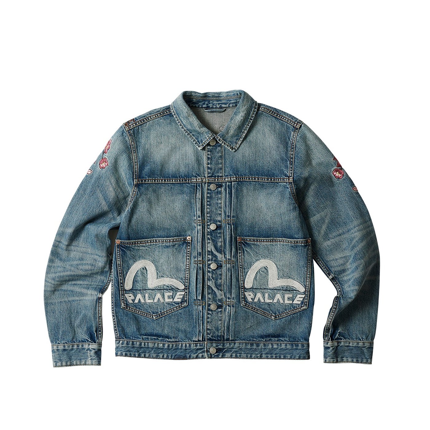 PALACE EVISU TYPE ONE DENIM JACKET STONE WASH