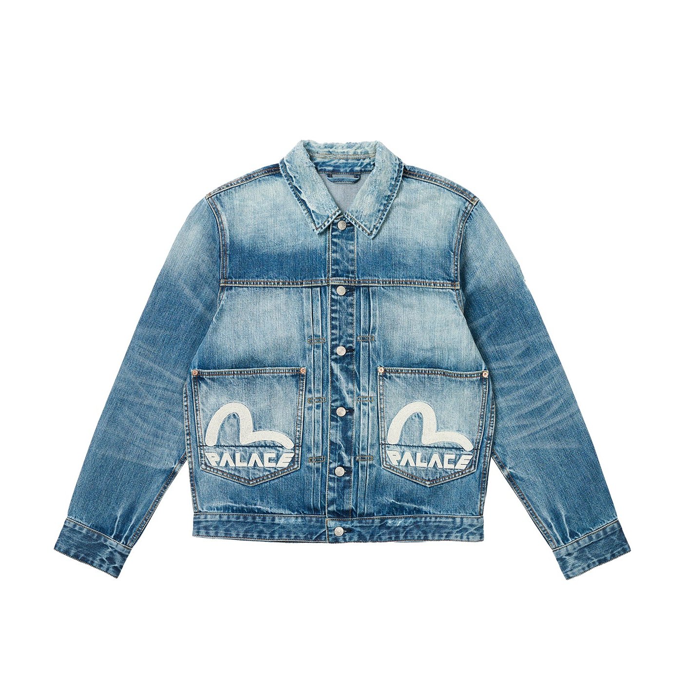 PALACE EVISU DICE DENIM JACKET LIGHT WASH