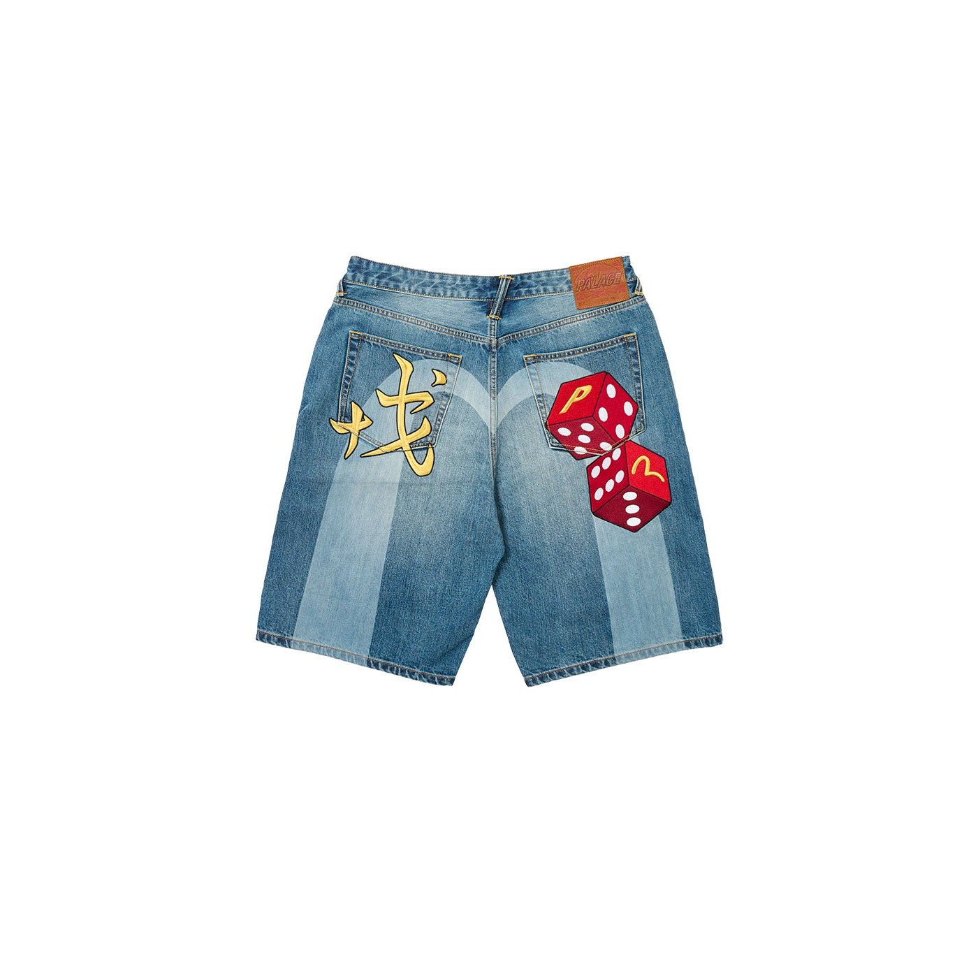 PALACE EVISU LONG DENIM SHORT LIGHT WASH