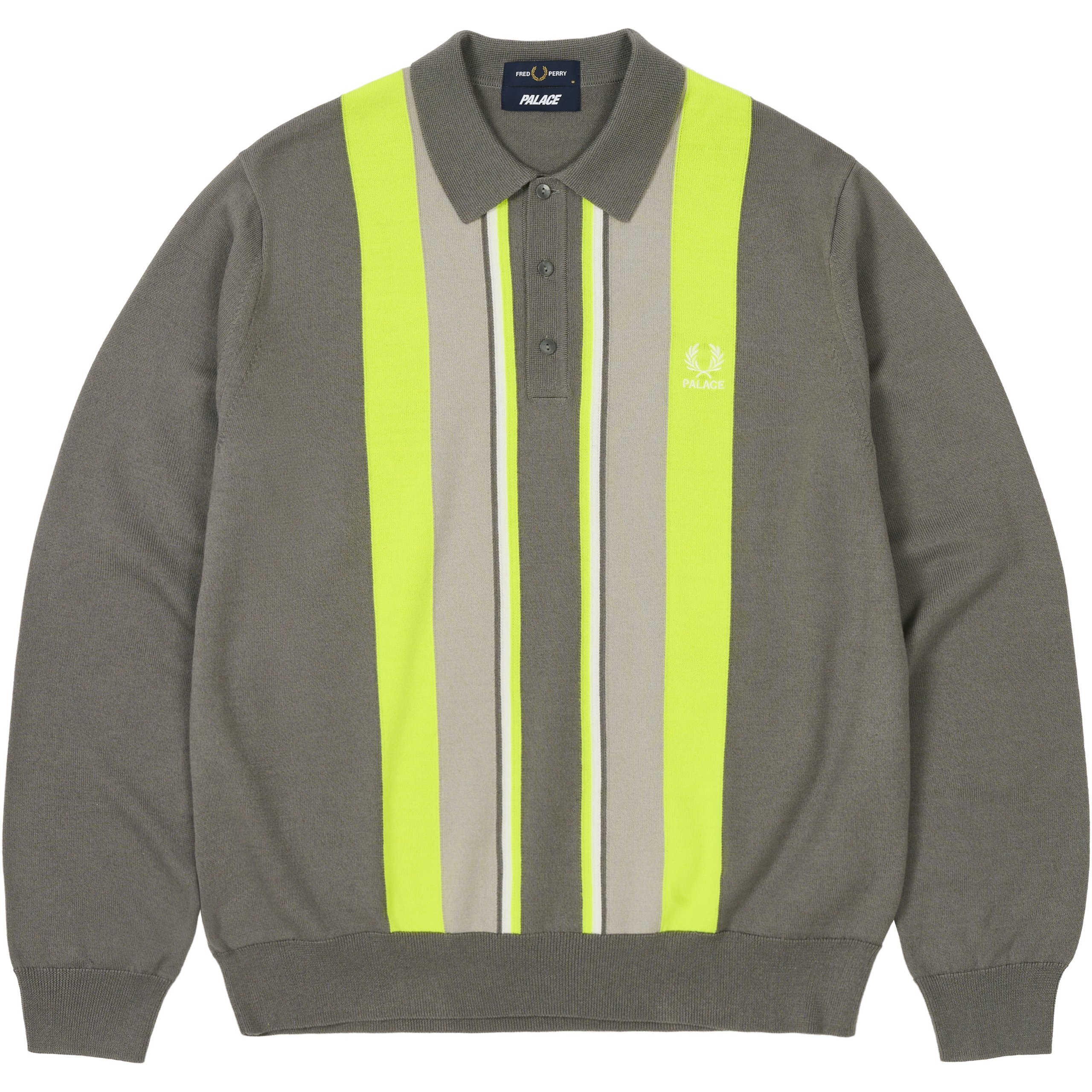 PALACE FRED PERRY LONG SLEEVE KNITTED SHIRT FEATHER