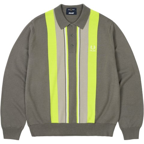 Palace PALACE FRED PERRY LONG SLEEVE KNITTED SHIRT FEATHER - $218.00