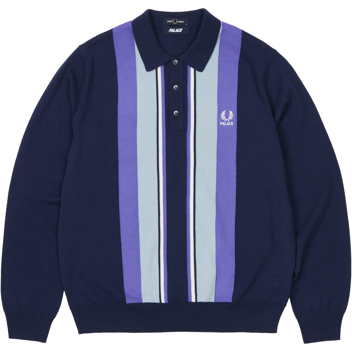 Palace PALACE FRED PERRY LONG SLEEVE KNITTED SHIRT PEACOAT (Palace Fred Perry 2025) - $218.00