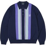 PALACE FRED PERRY LONG SLEEVE KNITTED SHIRT PEACOAT