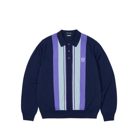 Palace PALACE FRED PERRY LONG SLEEVE KNITTED SHIRT PEACOAT - Colorway