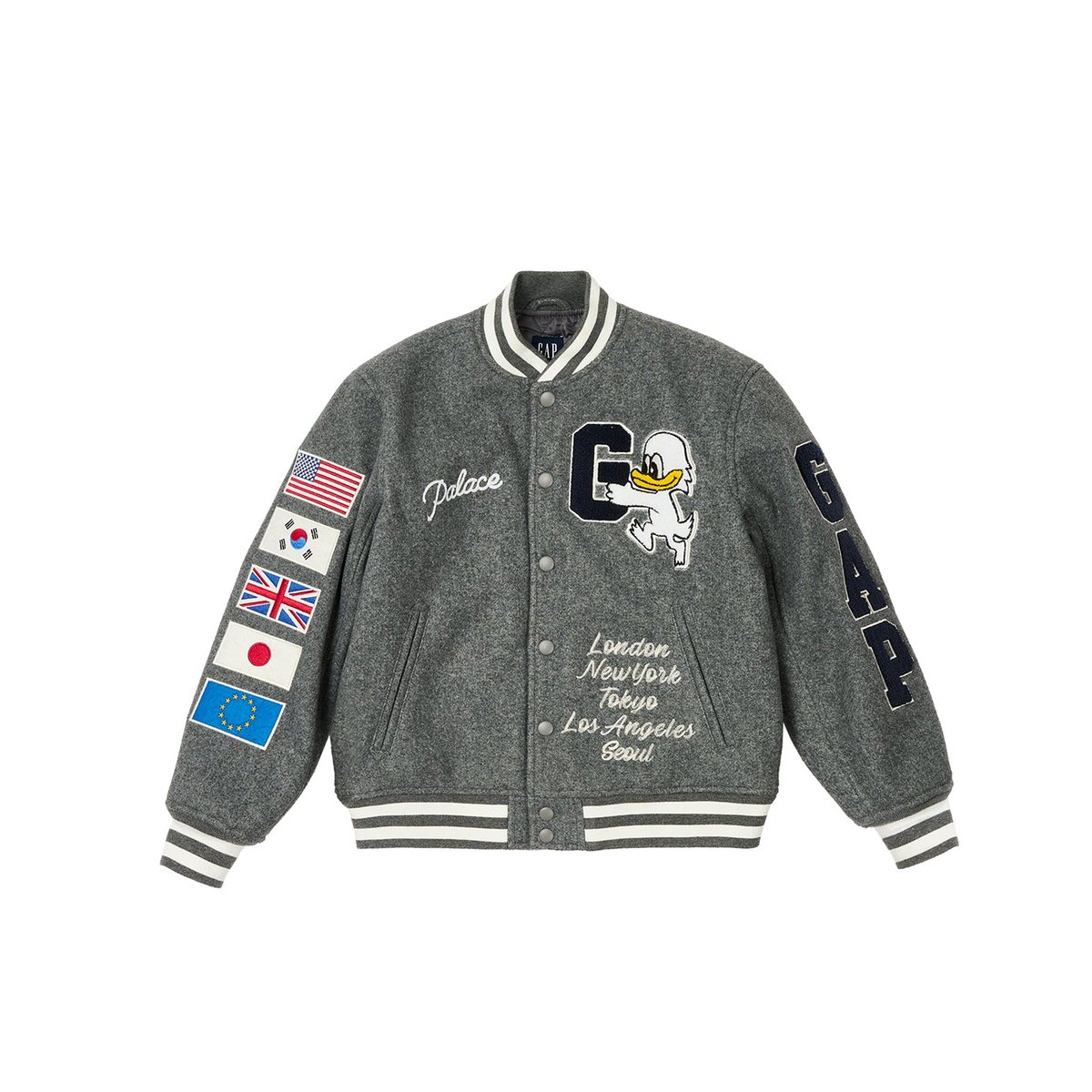 Palace PALACE GAP KIDS VARSITY JACKET GREY (Palace Gap 2024) - $200.00
